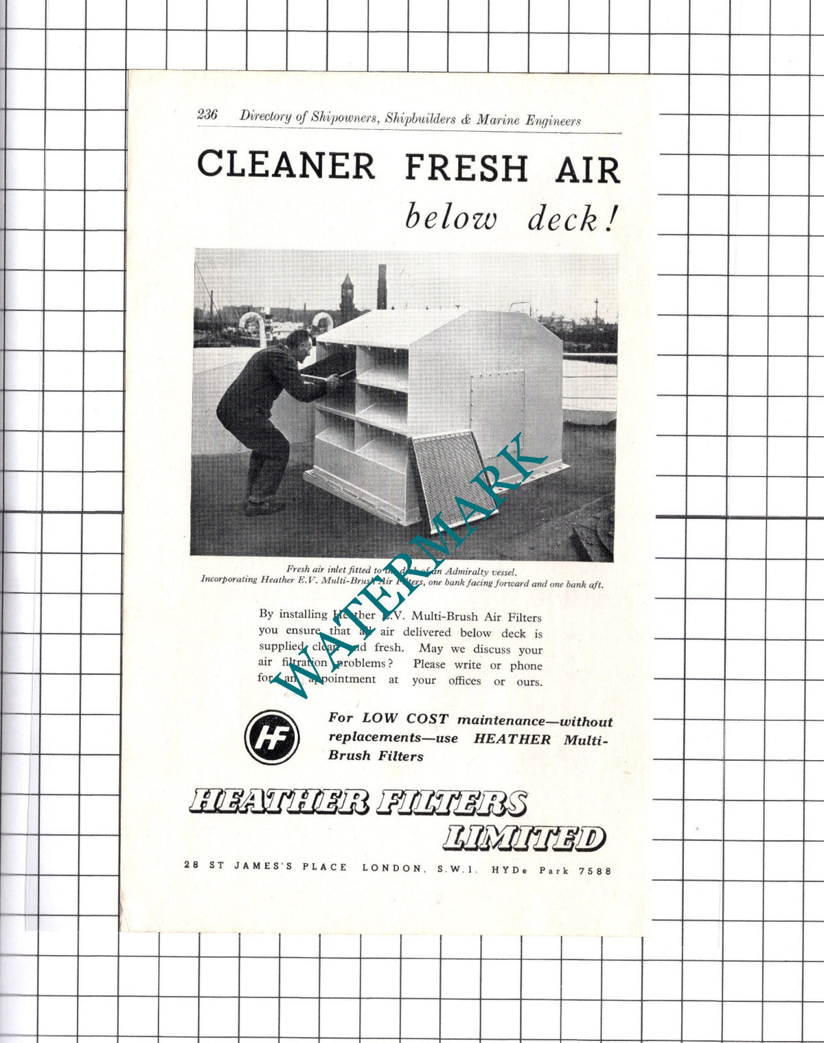 Heather Filters Ltd London ADVERT - c.1957