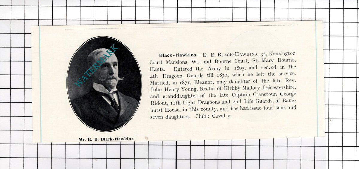 The Right Hon George Wyndham MP /E B Black-Hawkins St Mary Bourne c.1910 Cutting