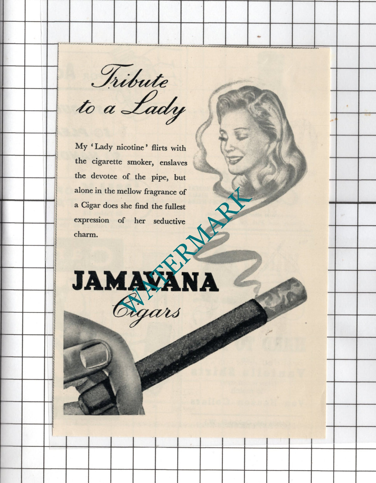 Jamavana Cigars ADVERT - 1950 Small Cutting
