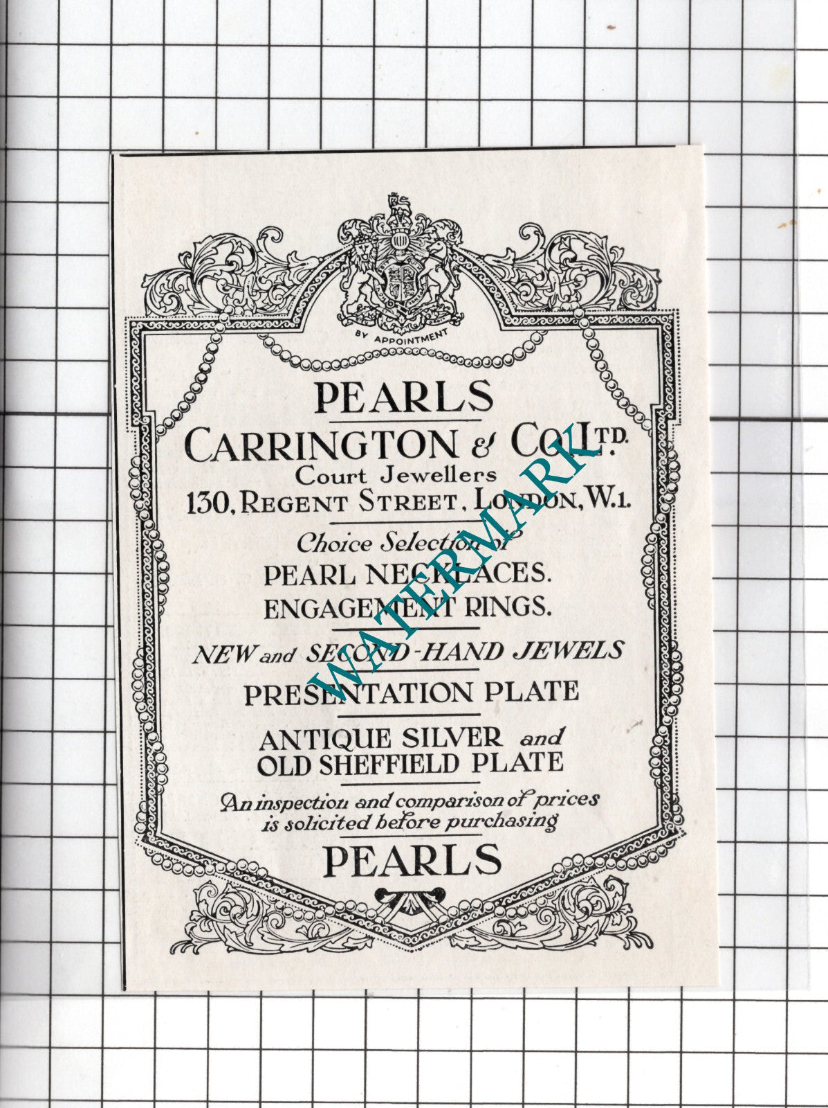 Carrington & Co Ltd Court Jewellers Small Advert 1927 Clipping