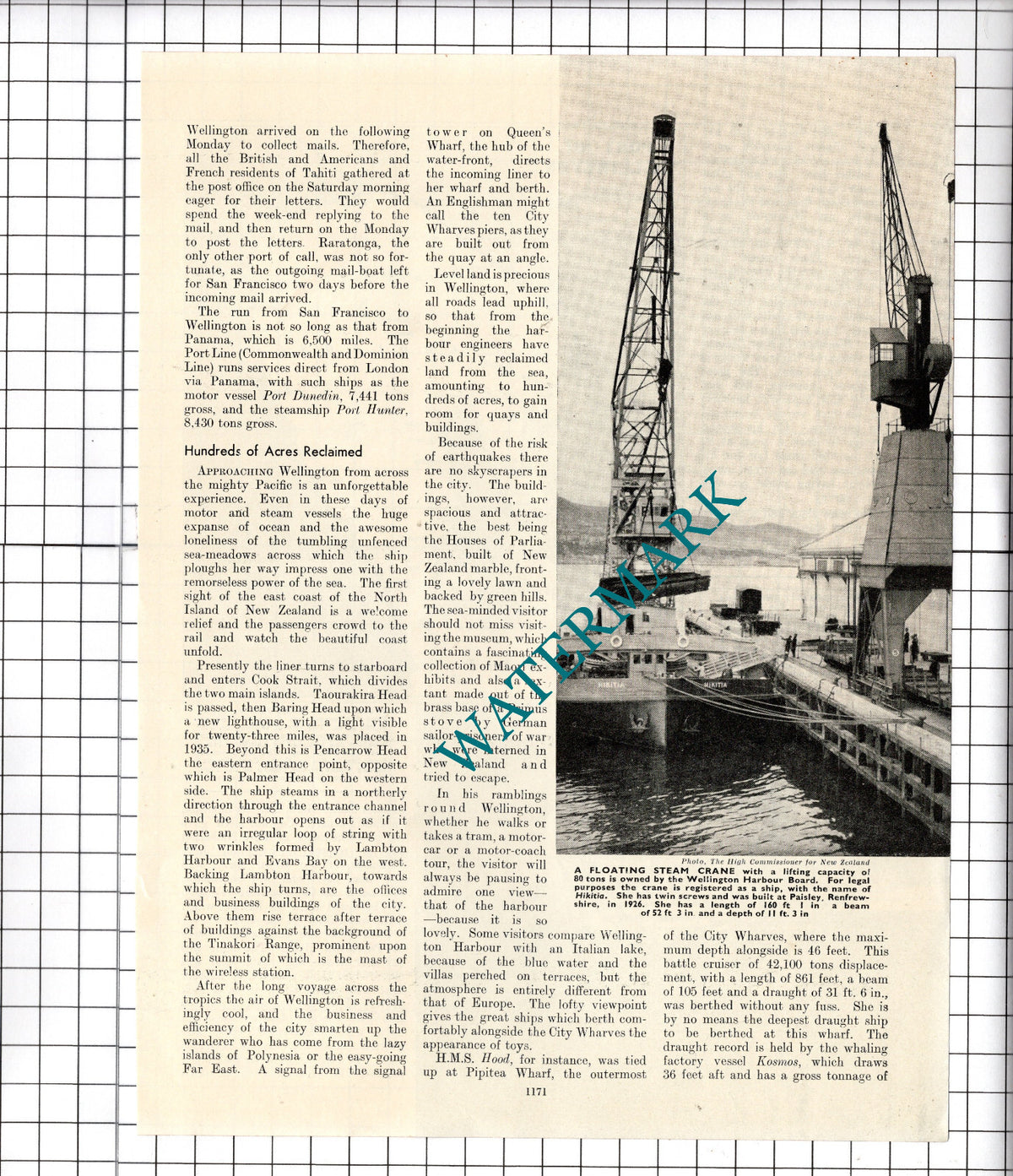 Wellington New Zealand Port Nicholson - c.1940's Article / Print