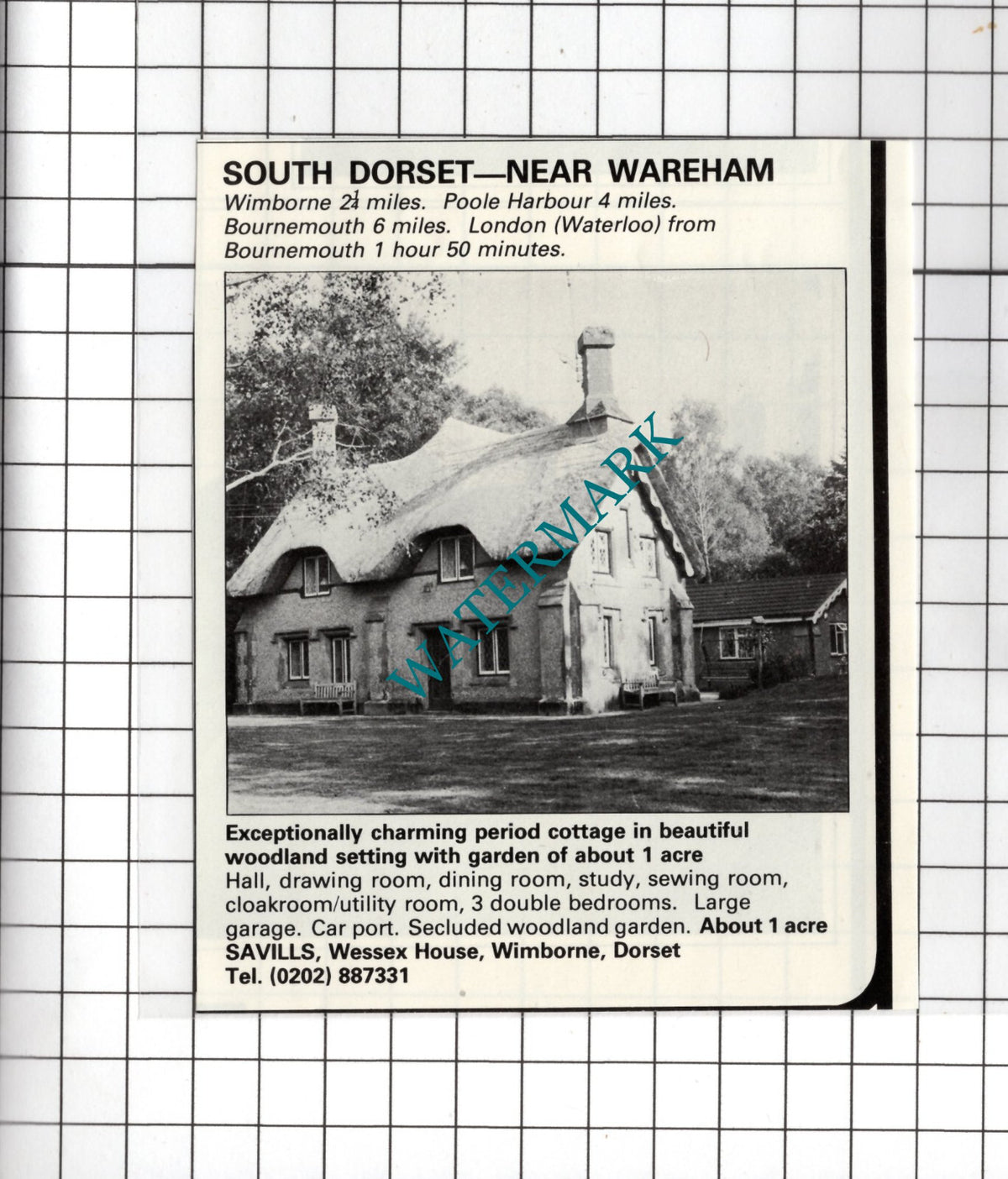 Wareham Dorset Wimborne - 1980 Small House Sale Advert