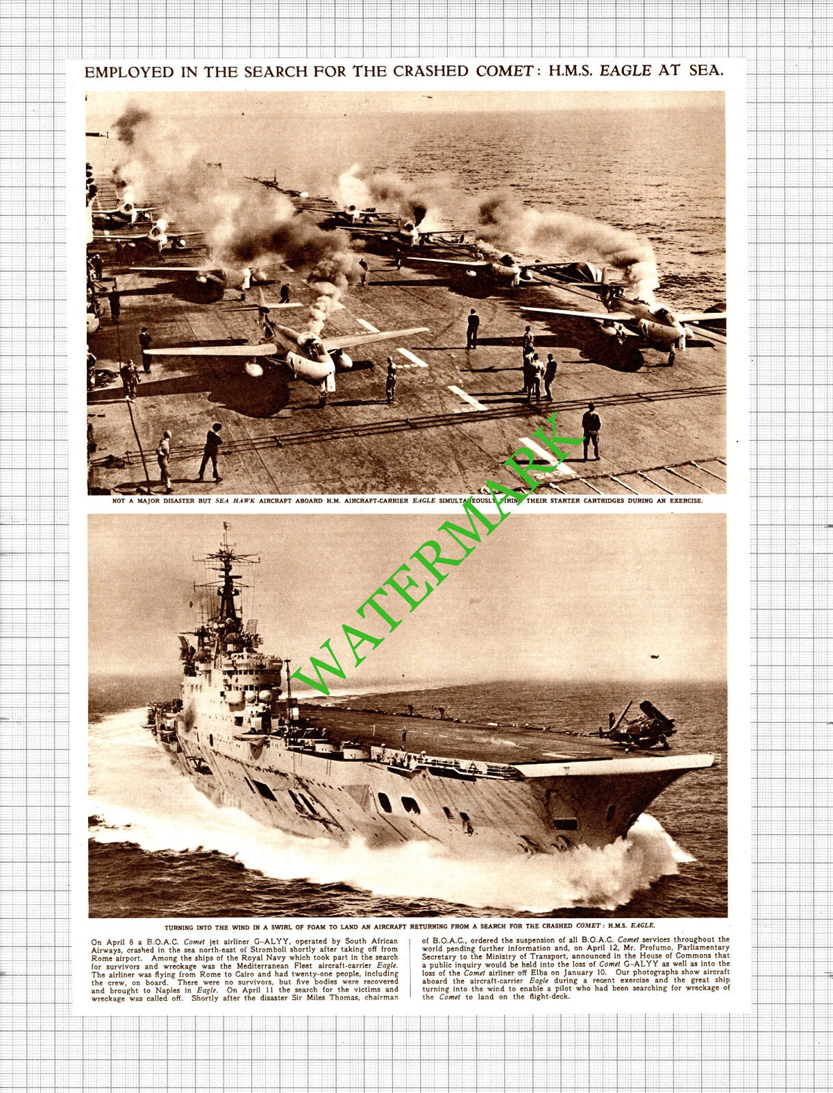 HM Aircraft Carrier Ship EAGLE -1954 Cutting