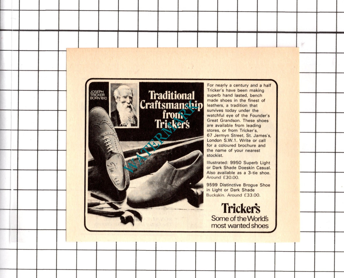 Tricker's Shoes Joseph Tricker - 1977 Small Advert
