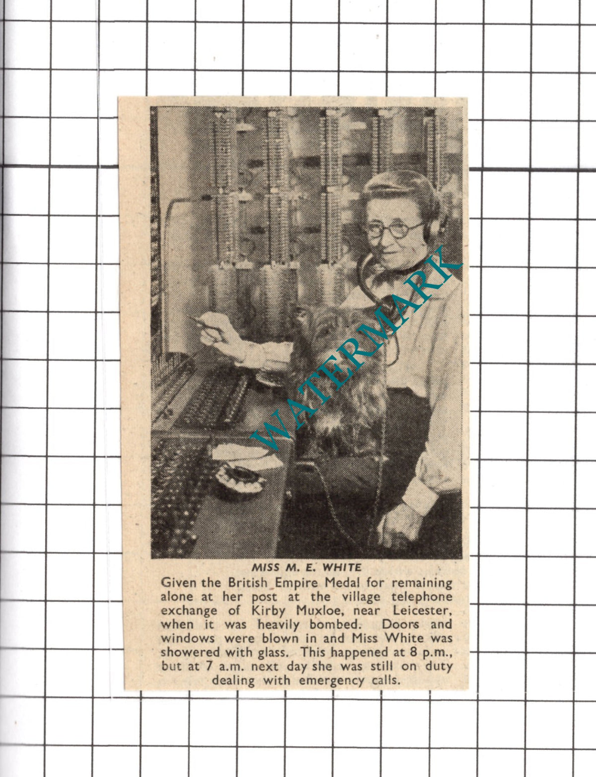 Miss M E White Kirby Muxloe Leicestershire World War Two - 1941 SMALL Clipping