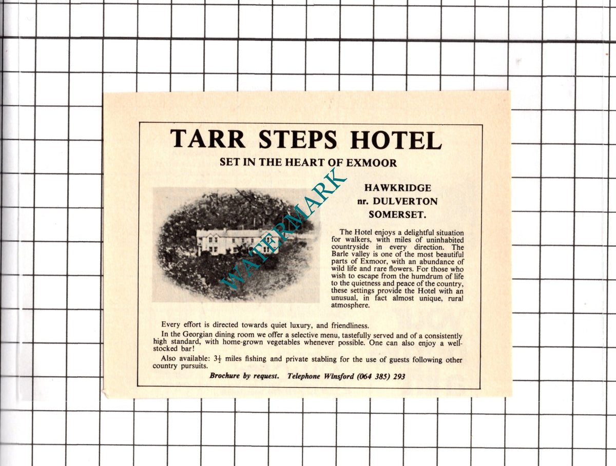 Tarr Steps Hotel Hawkridge Somerset - 1977 Small Advert