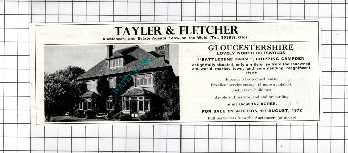 Battledene Farm Chipping Campden Gloucestershire House Sale Advert - 1972