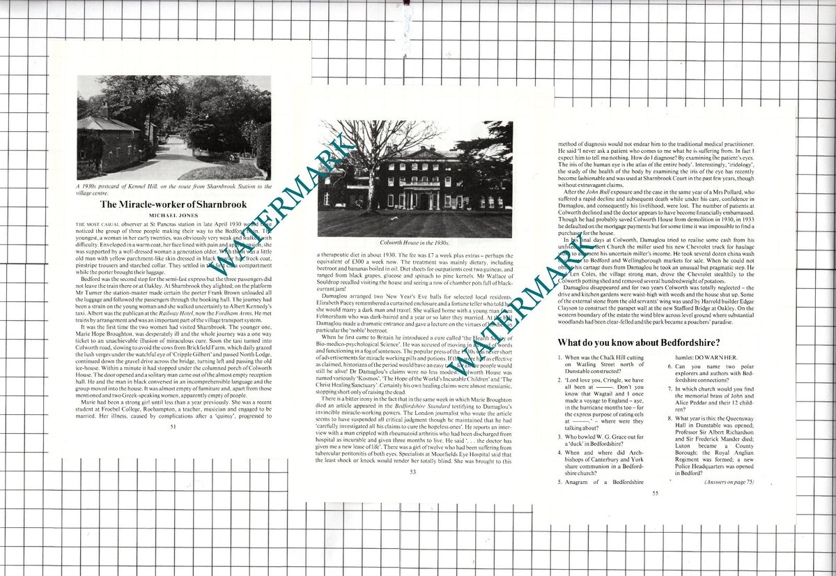Sharnbrook Dr Stavros Constantine Damaglou Marie Hope Broughton - 1989 Article