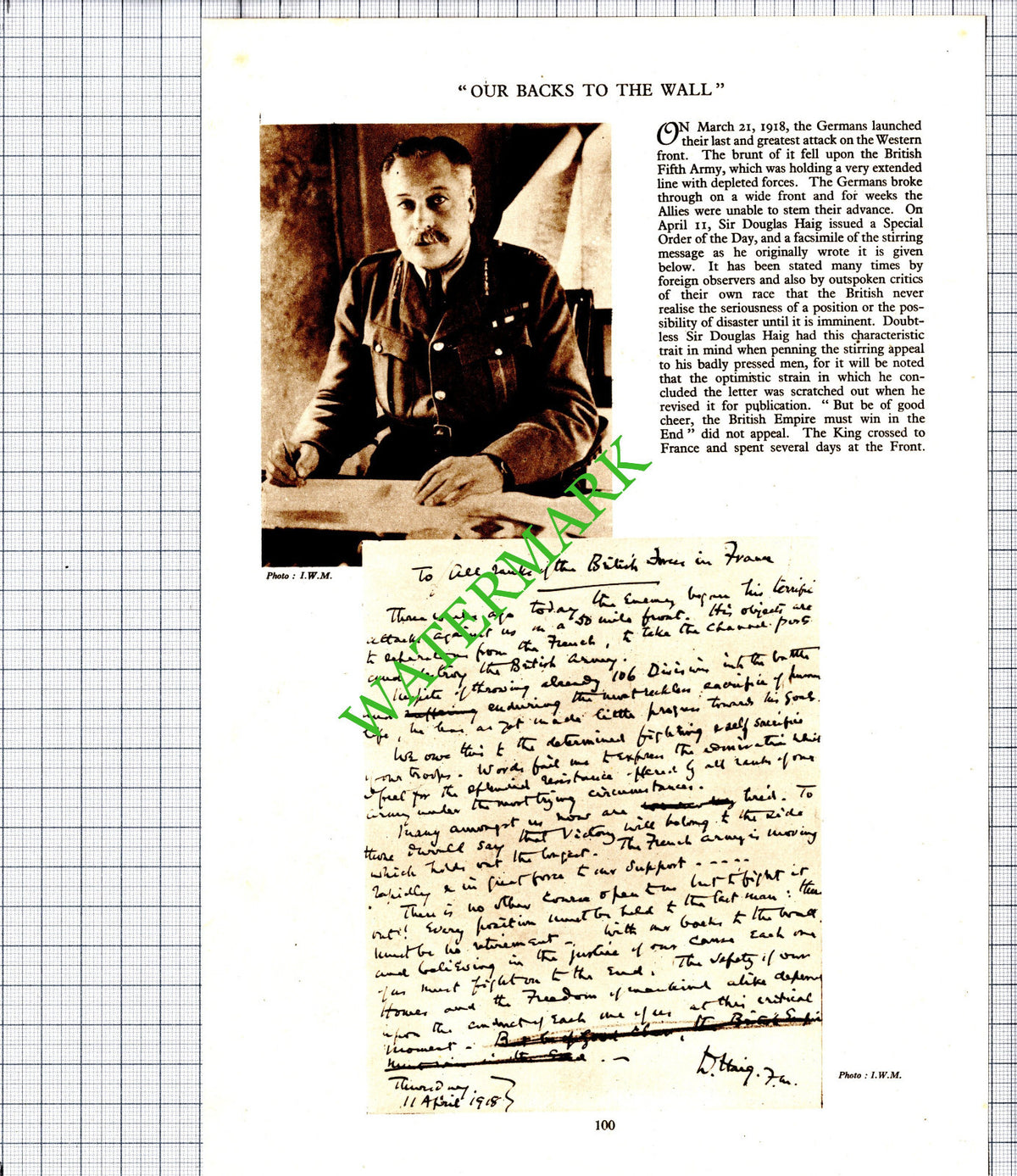 Sir Douglas Haig - c.1936 Cutting / Print