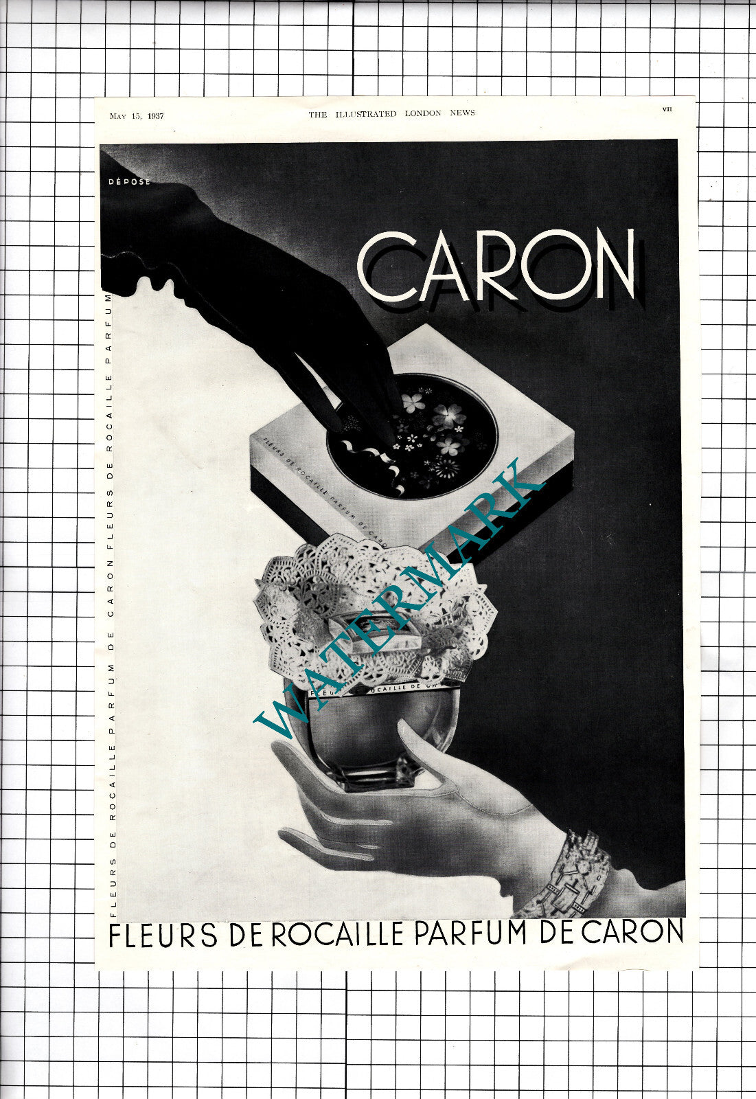 Fleurs De Rocaille Parfum De Caron Advert - 1937 Cutting