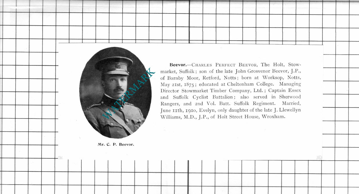 William Henry Bayfield Great Yarmouth / Charles Beevor Stowmarket 1911 Clipping