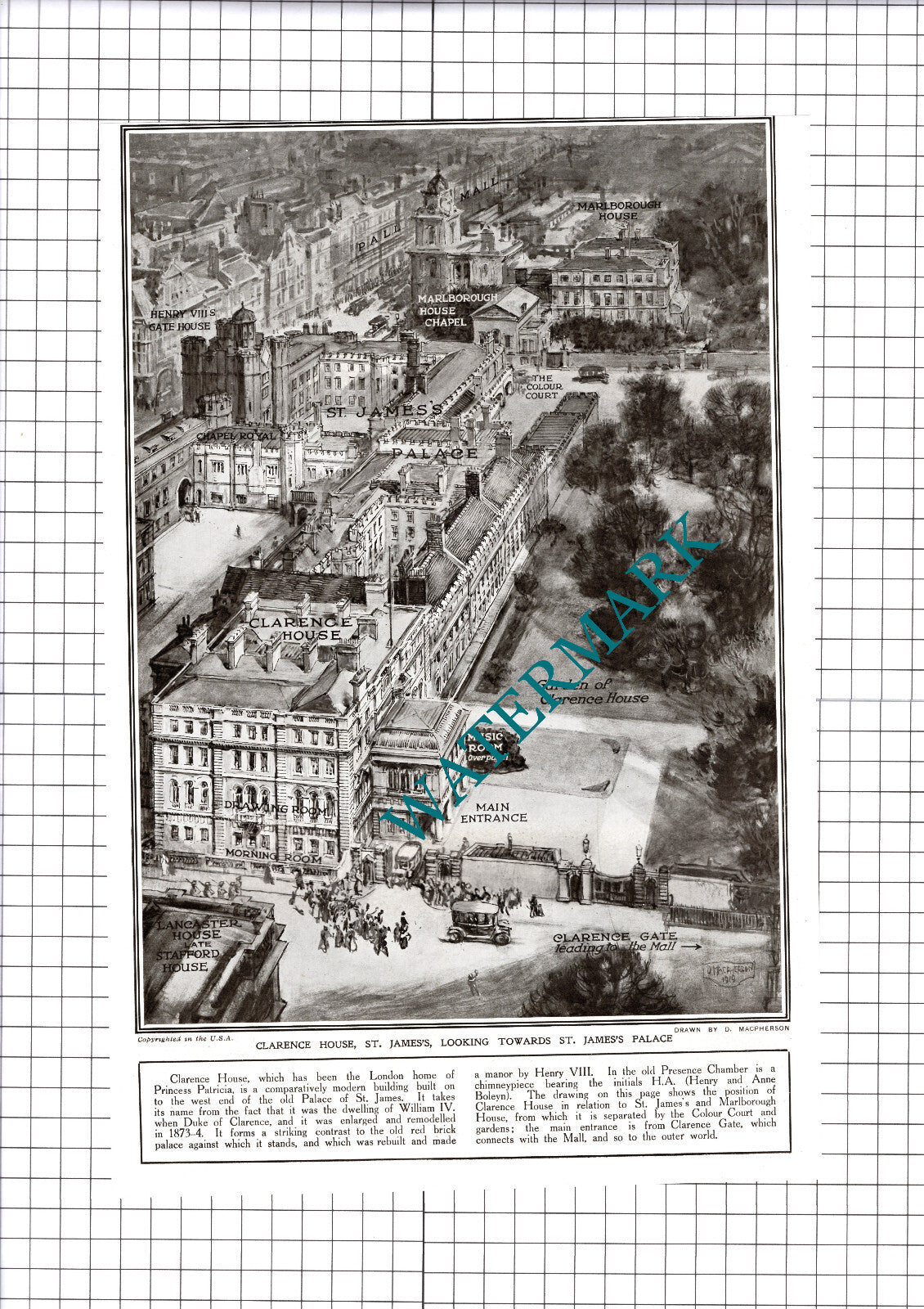 Clarence House St James's Palace Princess Patricia - 1919 Cutting / Print
