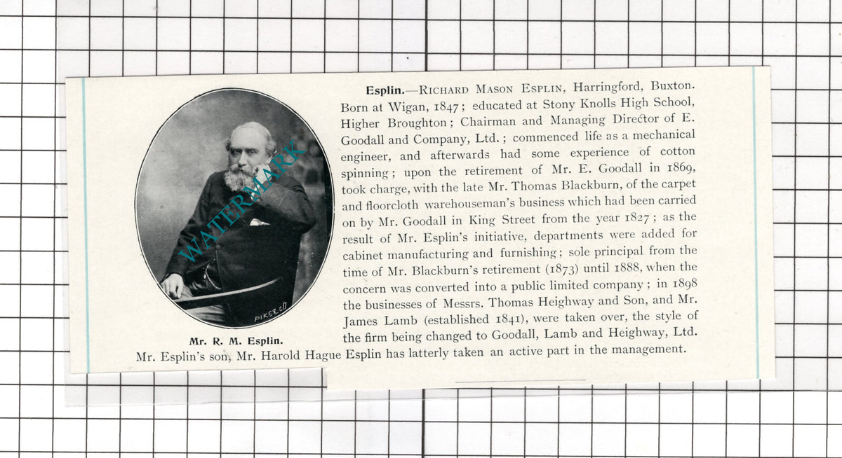 Richard Mason Esplin Harringford Buxton - c.1900 Cutting