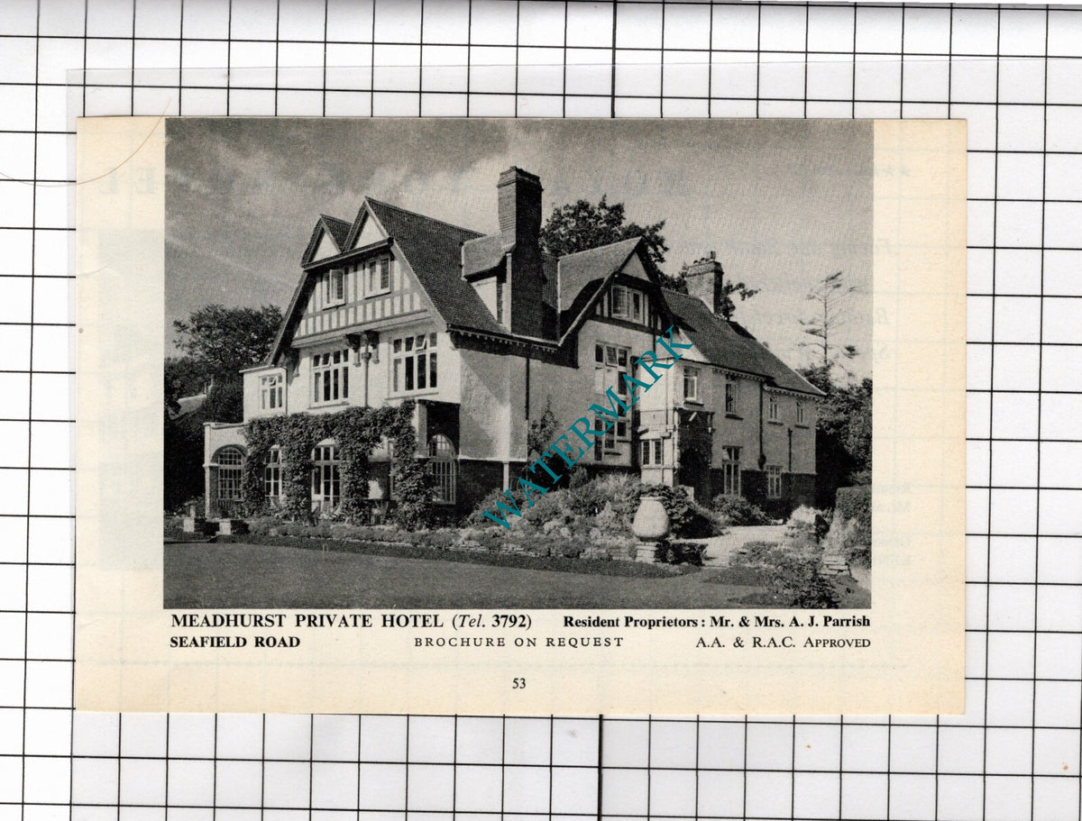 Meadhurst Hotel Sidmouth Devon Mr & Mrs A J Parrish - 1968 ADVERT