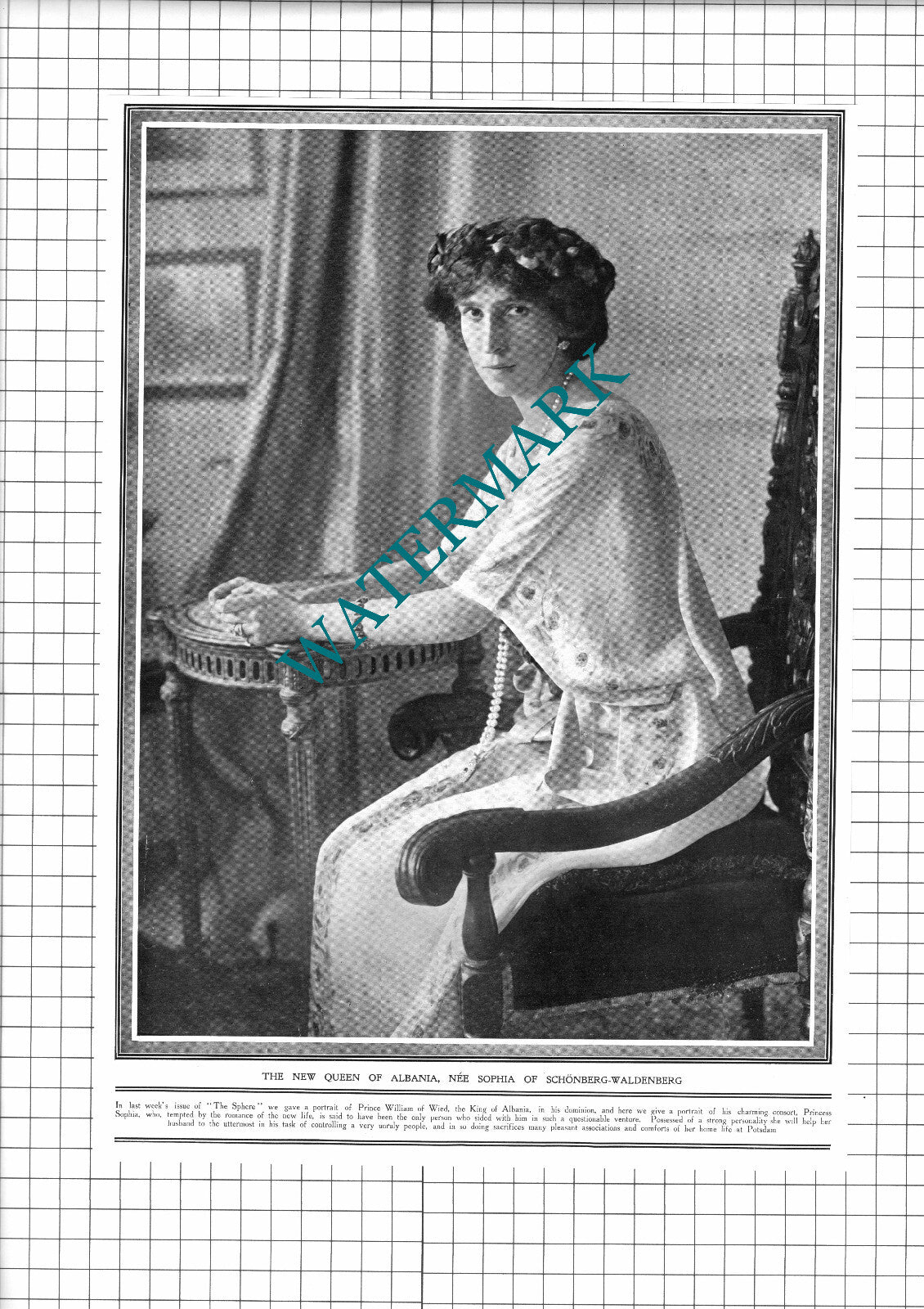 New Queen Of Albania Sophia Schonberg-Waldenberg - 1914 Clipping / Print