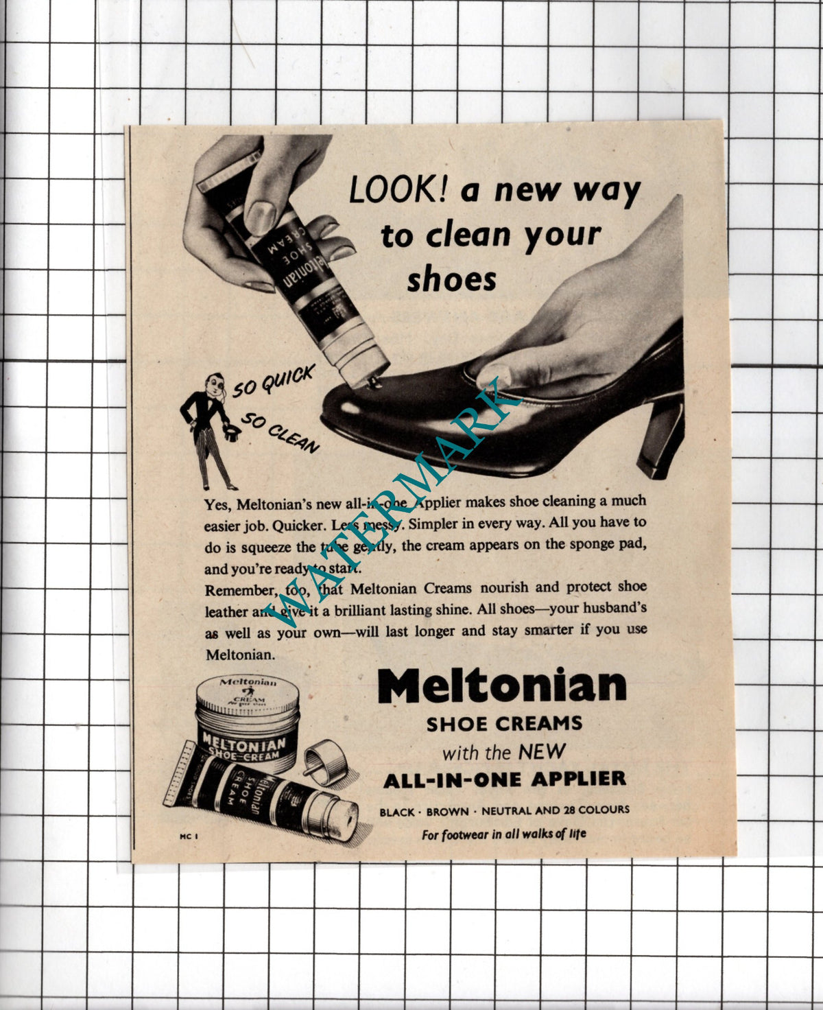 Meltonian Shoe Creams - 1956 Small Advert