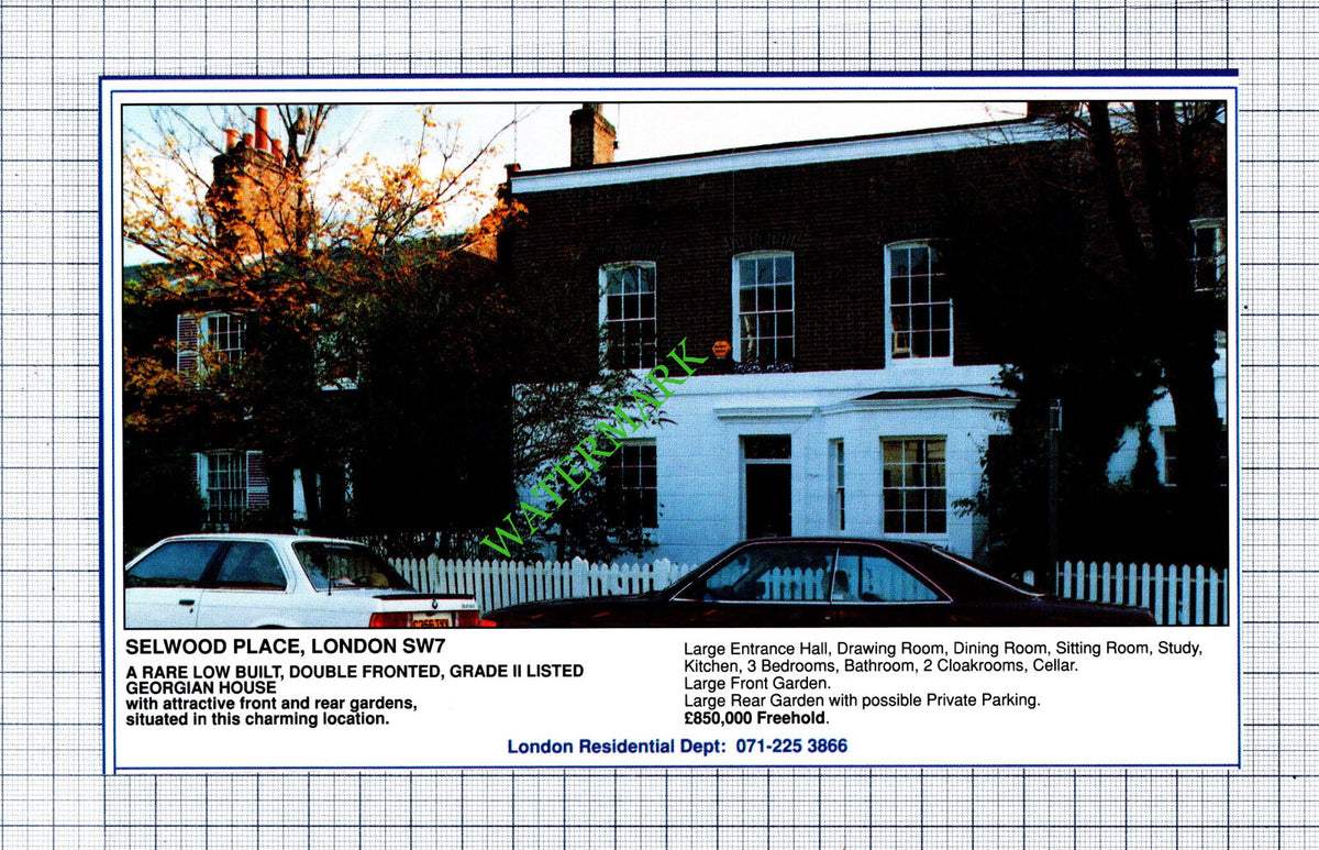Selwood Place London SW7 House Sale Advert - 1991 Cutting
