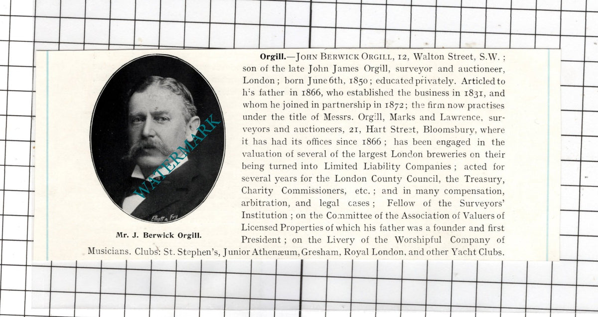Mr John Berwick Orgill - c.1905 Clipping