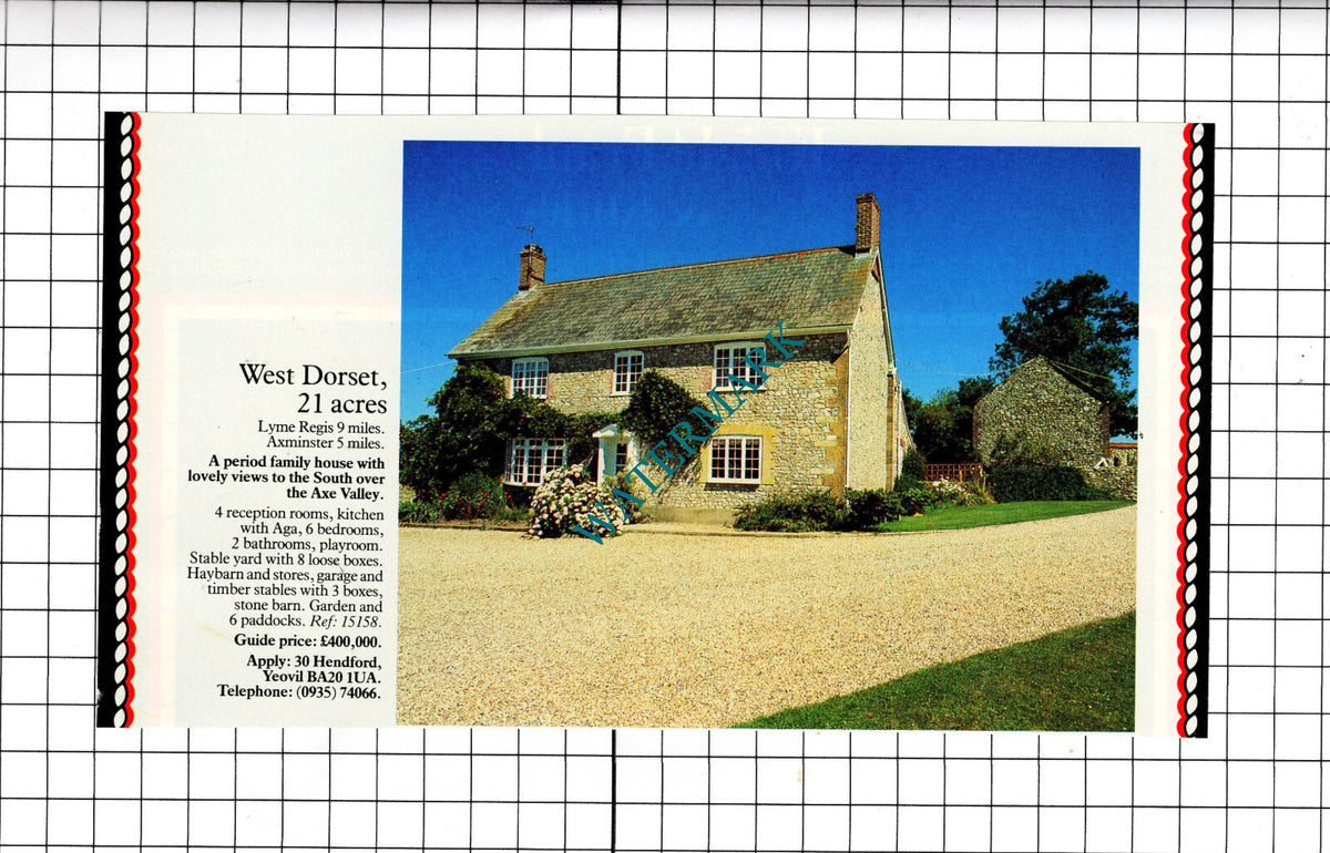 Axminster Dorset House Sale Advert - 1990 Cutting