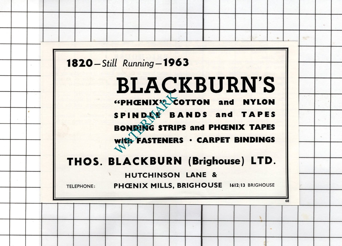 Thos Blackburn Brighouse Ltd Yorkshire Thomas Blackburn - c.1962 Small Advert