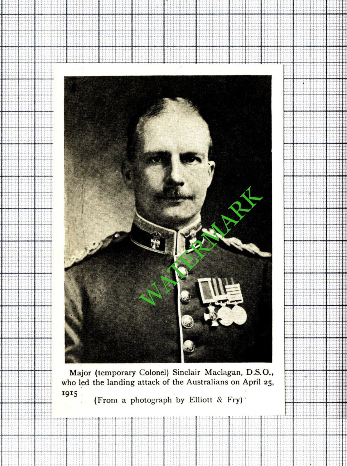 Major Sinclair Maclagan Great War - c.1920 Small Cutting