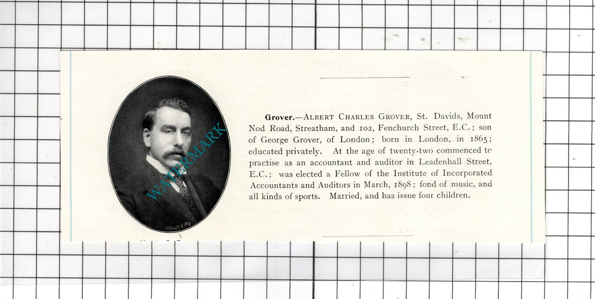 James Panton Harn Woodmayes London / Albert Charles Grover - c.1905 Clipping