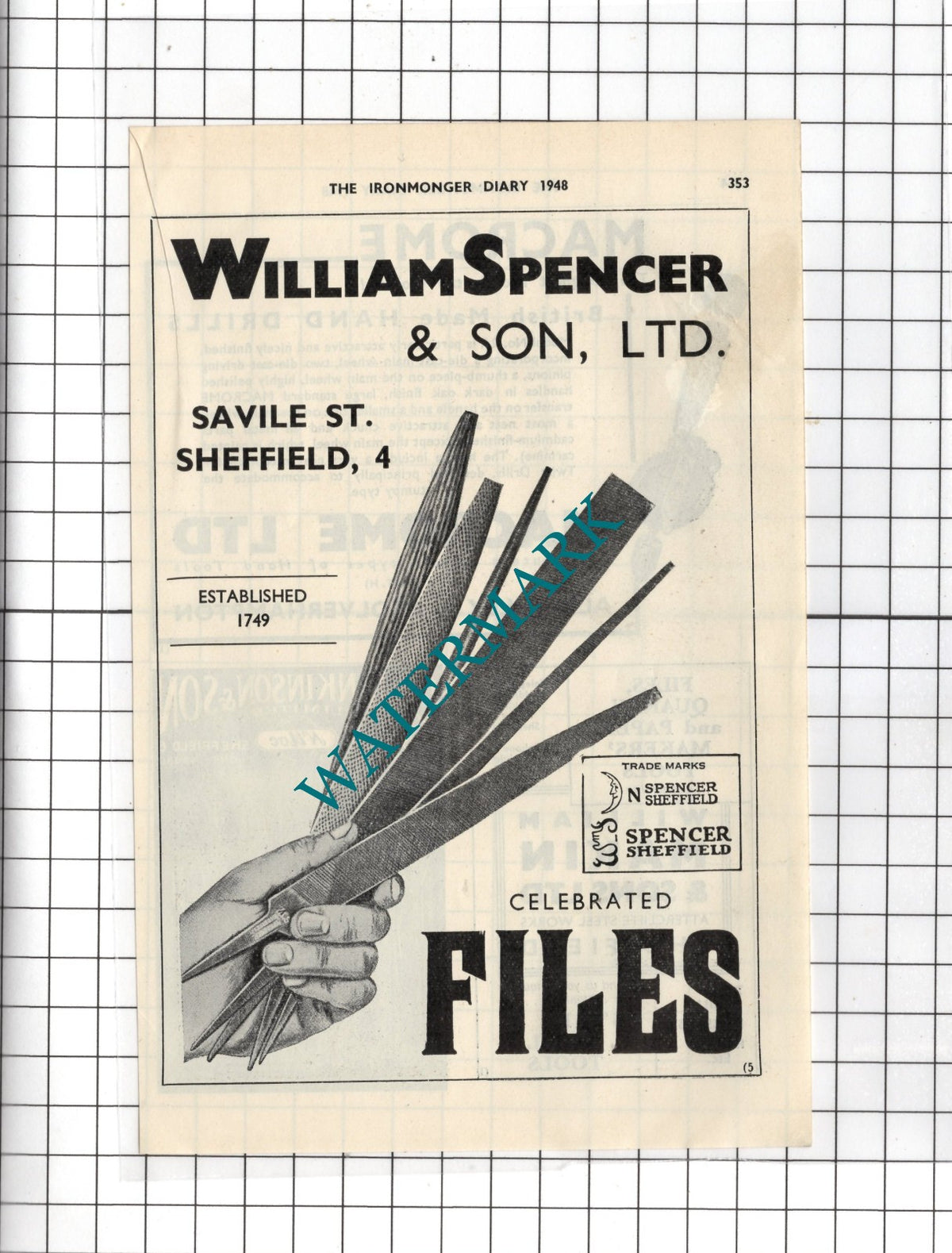 William Spencer & Son Ltd Savile Street Sheffield - 1948 Advert