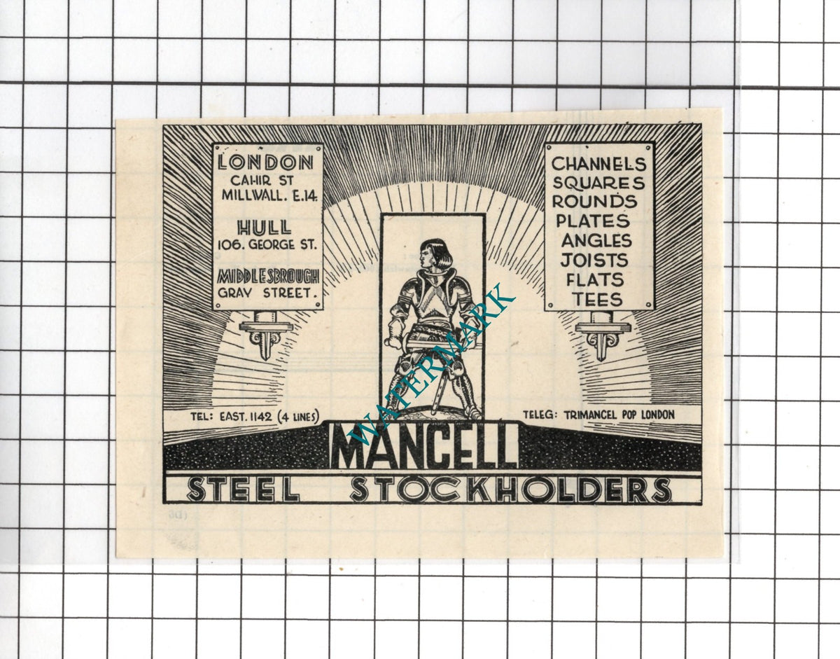 Mancell Steel Stockholders London Hull Middlesbrough - 1948 Small Advert
