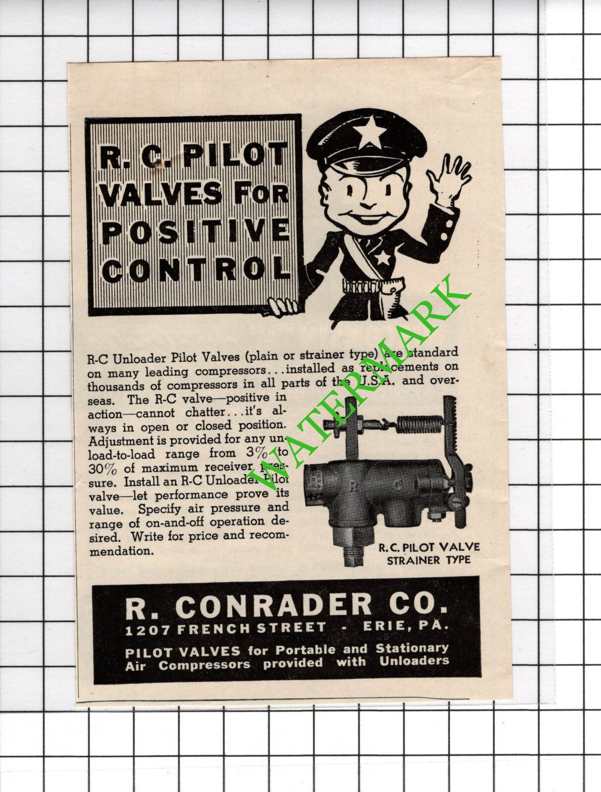 R Conrader Co Erie Pennsylvania US Small Advert - c.1947 Cutting