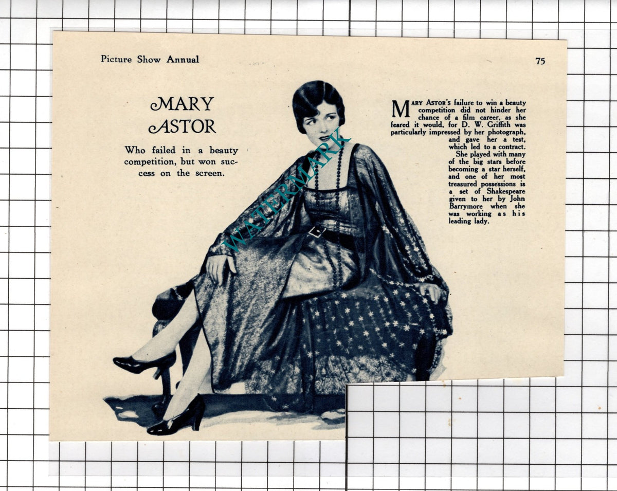 Mary Astor Actress - 1929 Clipping