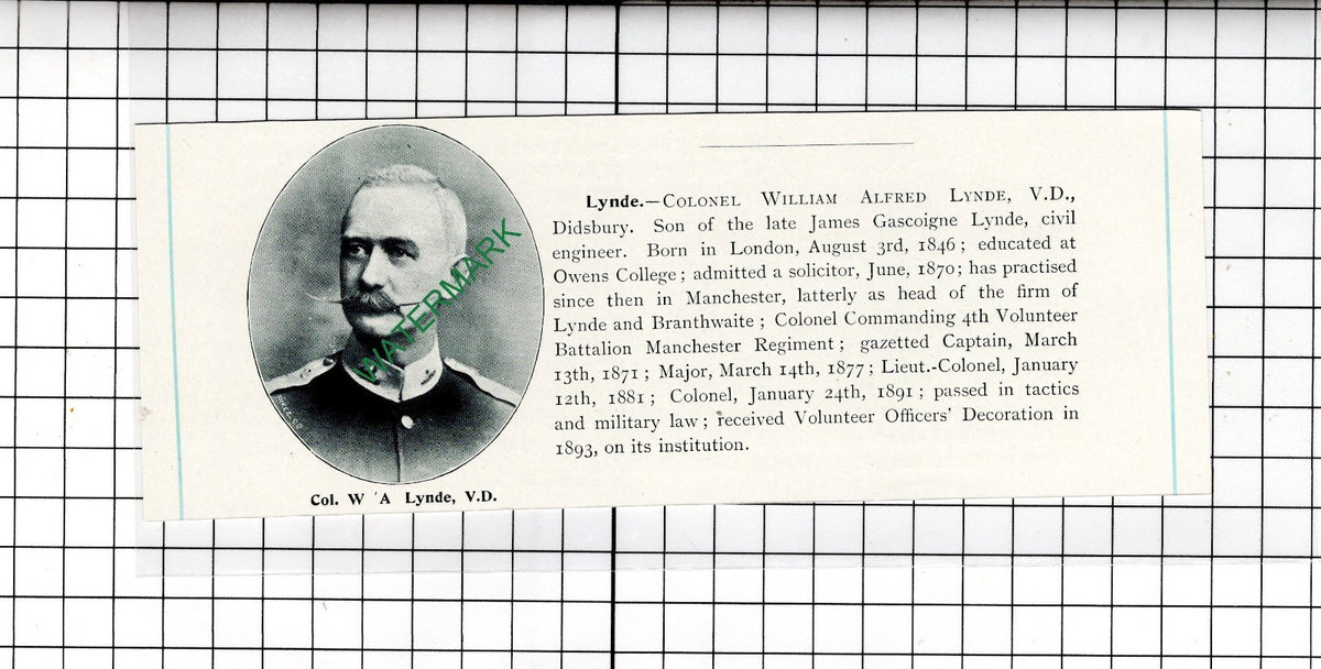 Colonel William Alfred Lynde Didsbury - c.1905 Clipping