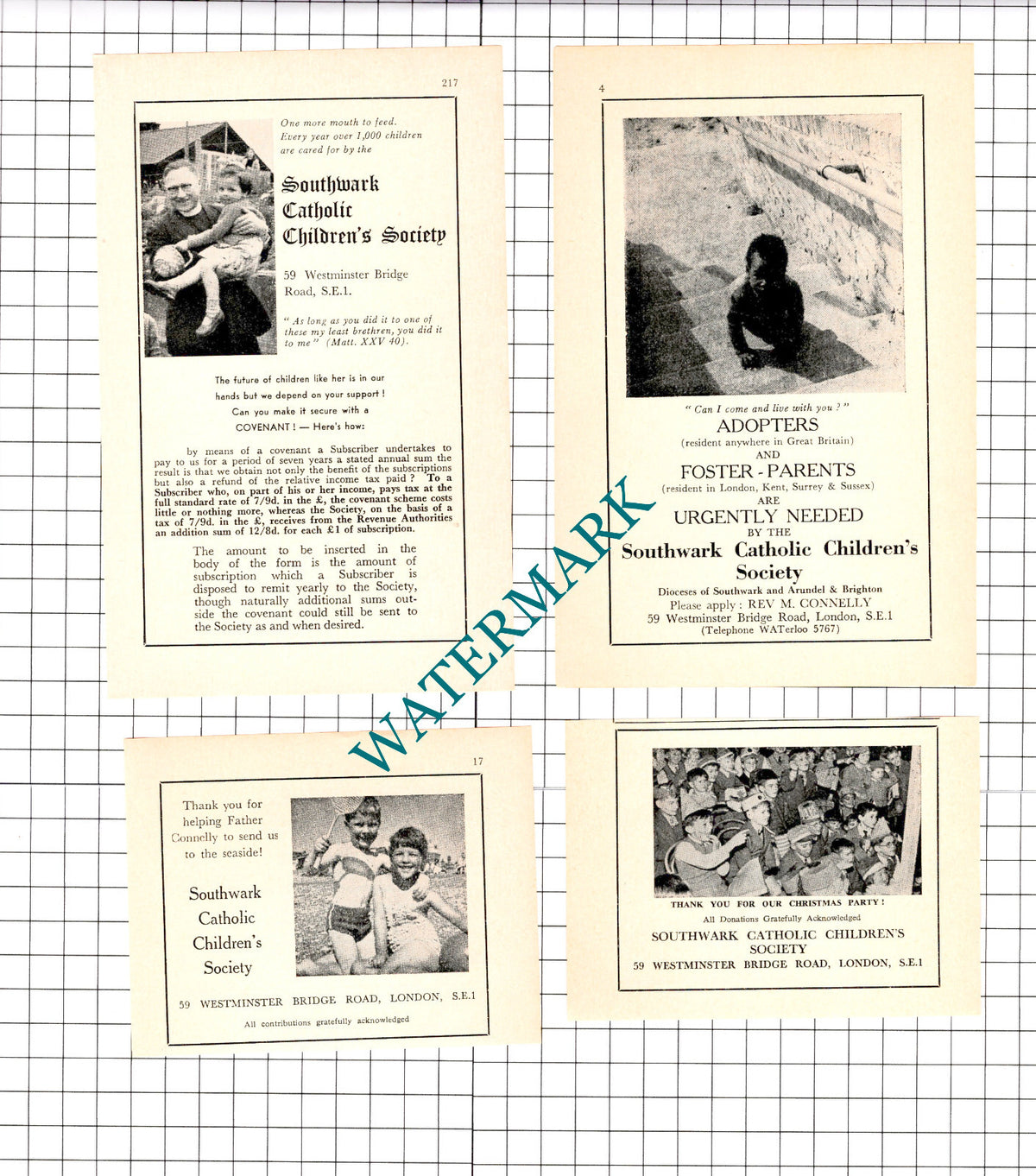 Southwark Catholic Children's Society London - 1967 FOUR Small Adverts