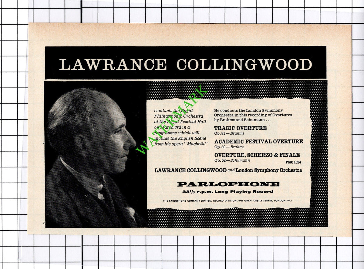 Lawrance Collingwood Advert - 1957 Cutting