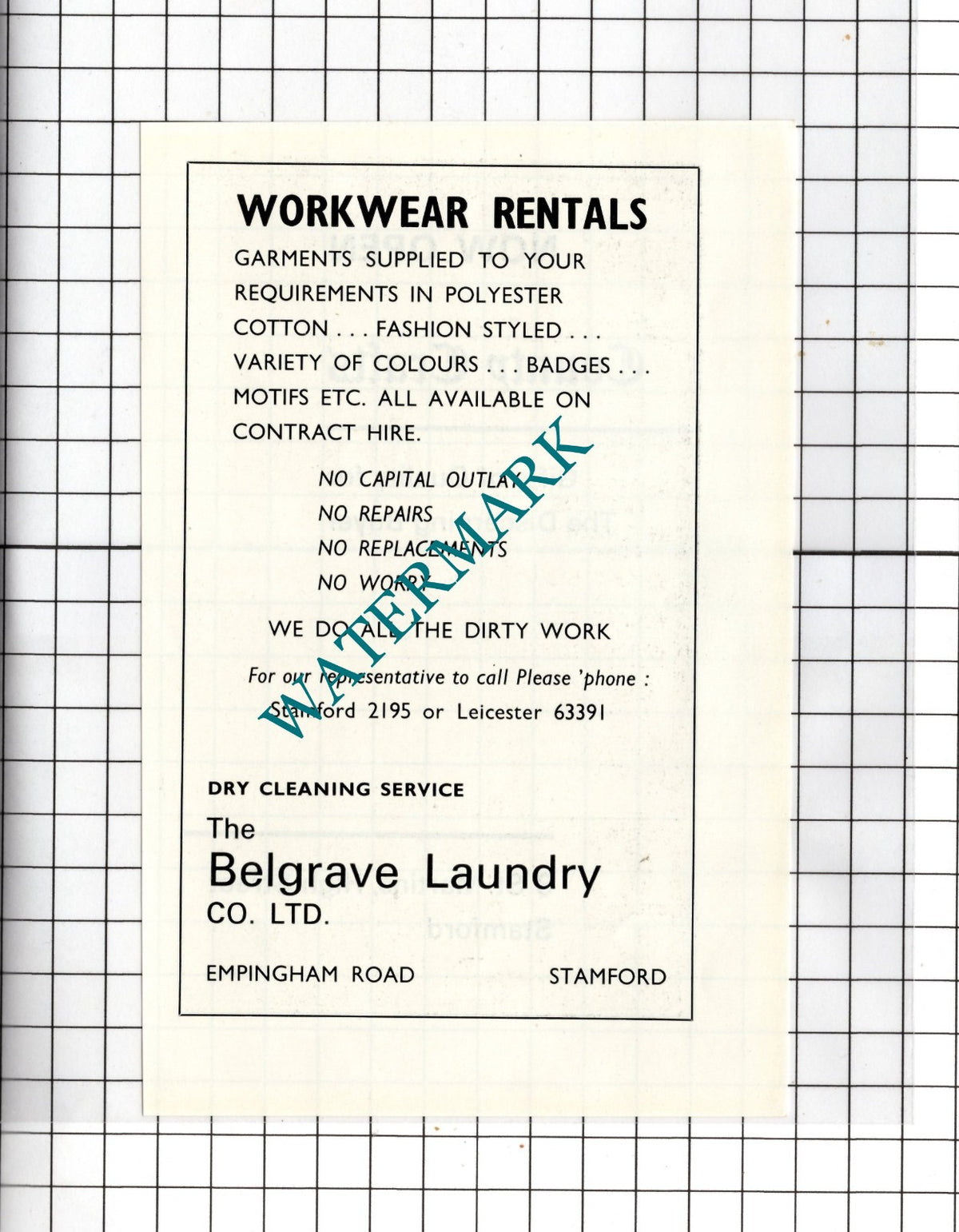 The Belgrave Laundry Co Ltd Stamford Lincolnshire - 1974 Small Advert