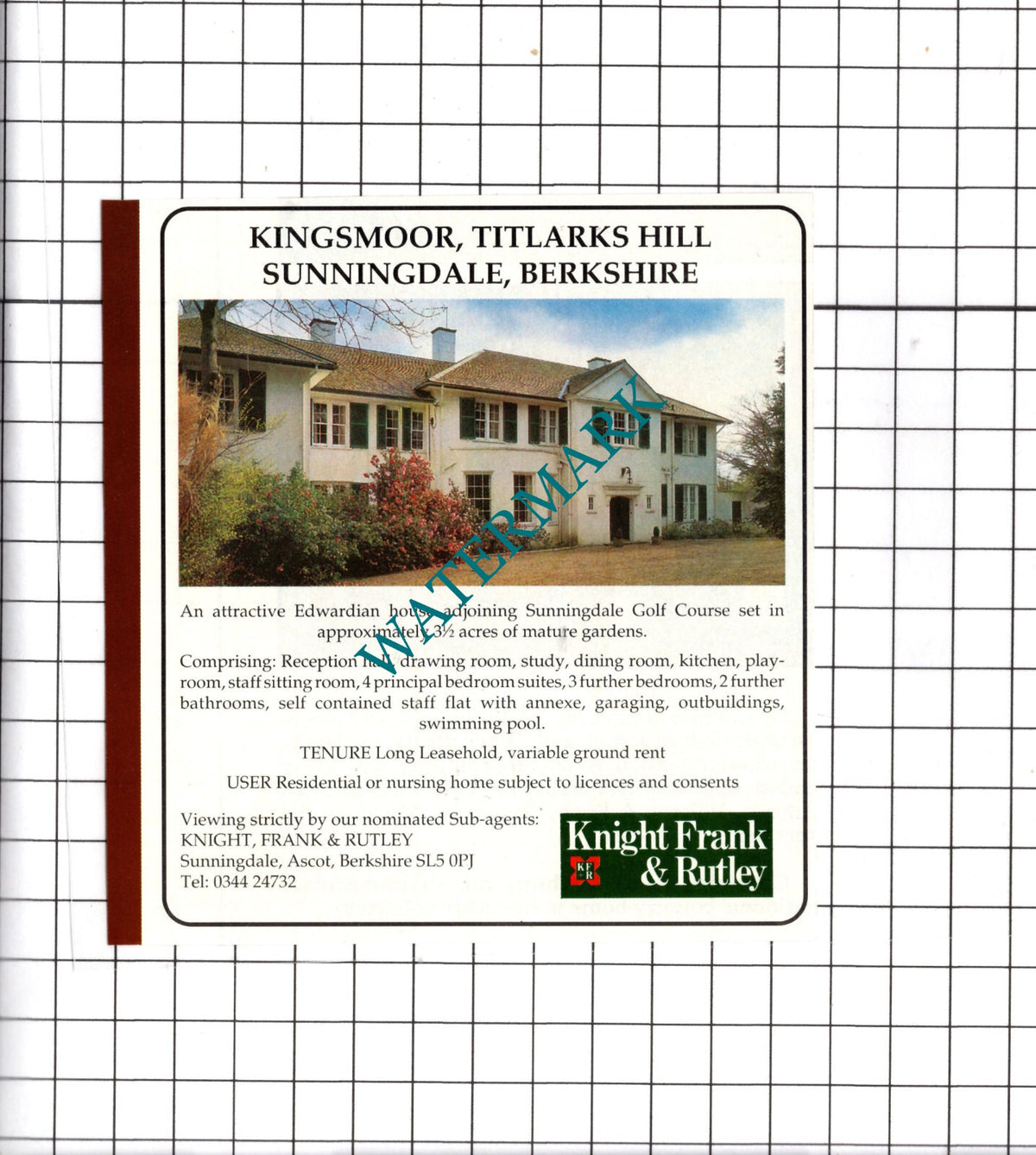 Kingsmoor Titlarks Hill Sunningdale Berkshire House Sale Advert - 1991 Clipping