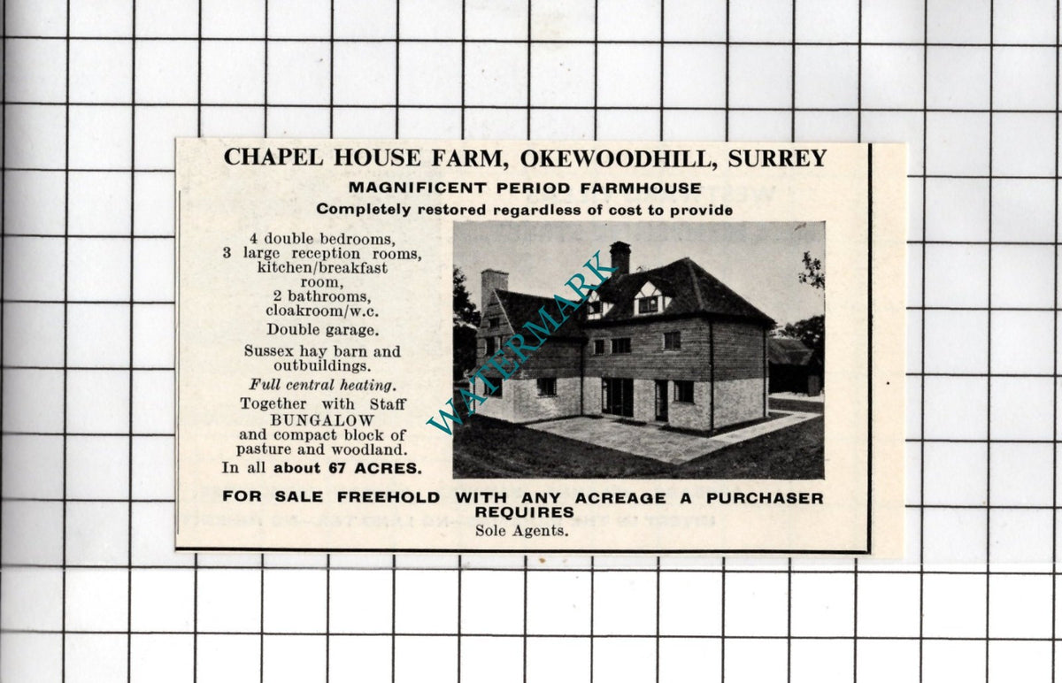 Chapel House Farm Okewoodhill Surrey - 1967 SMALL House Sale Advert