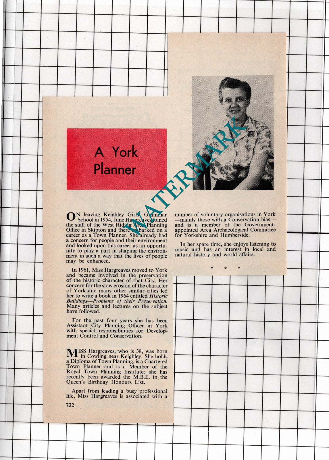 Miss June Hargreaves Cowling Keighley York - c.1970s Clipping