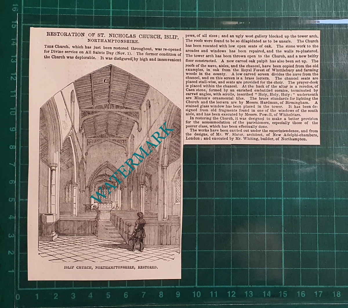 St Nicholas Church Islip Northamptonshire - 1854 Clipping / Print