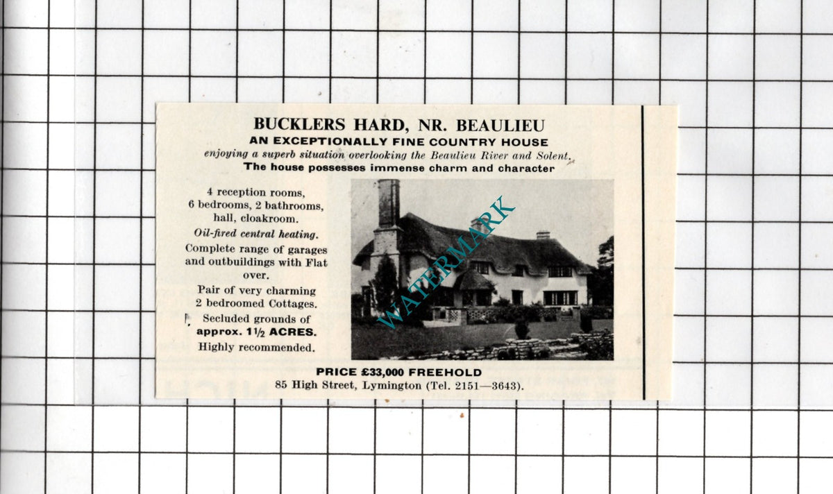 Bucklers Hard Hampshire Small House Sale Advert - 1967