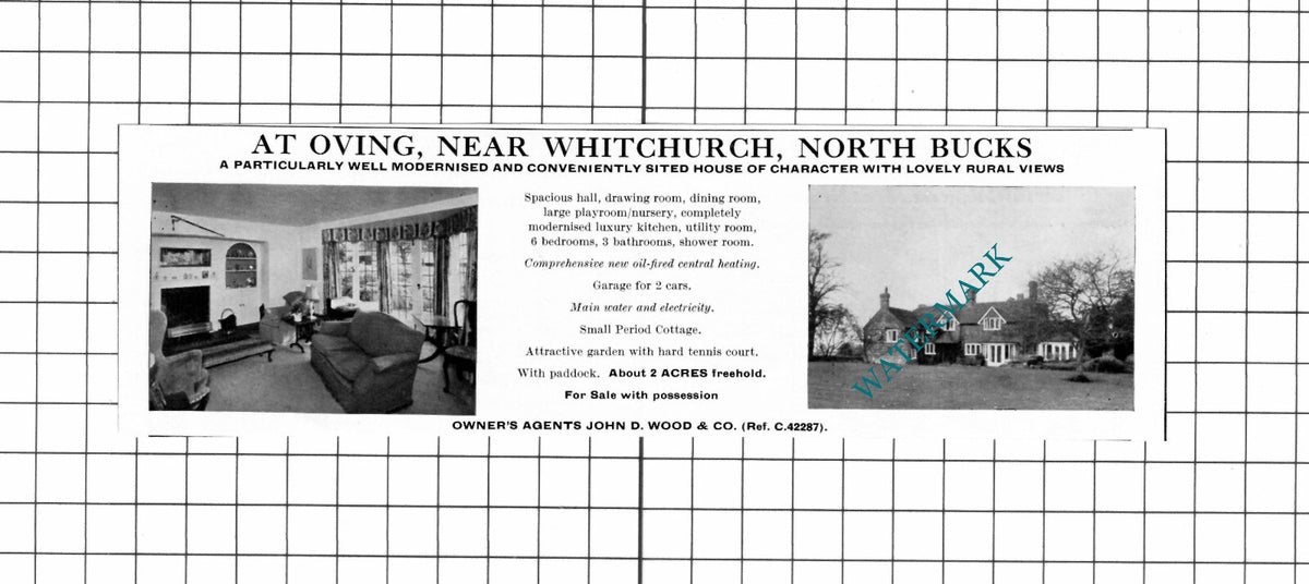 Oving Buckinghamshire House Sale Advert - 1967 Clipping