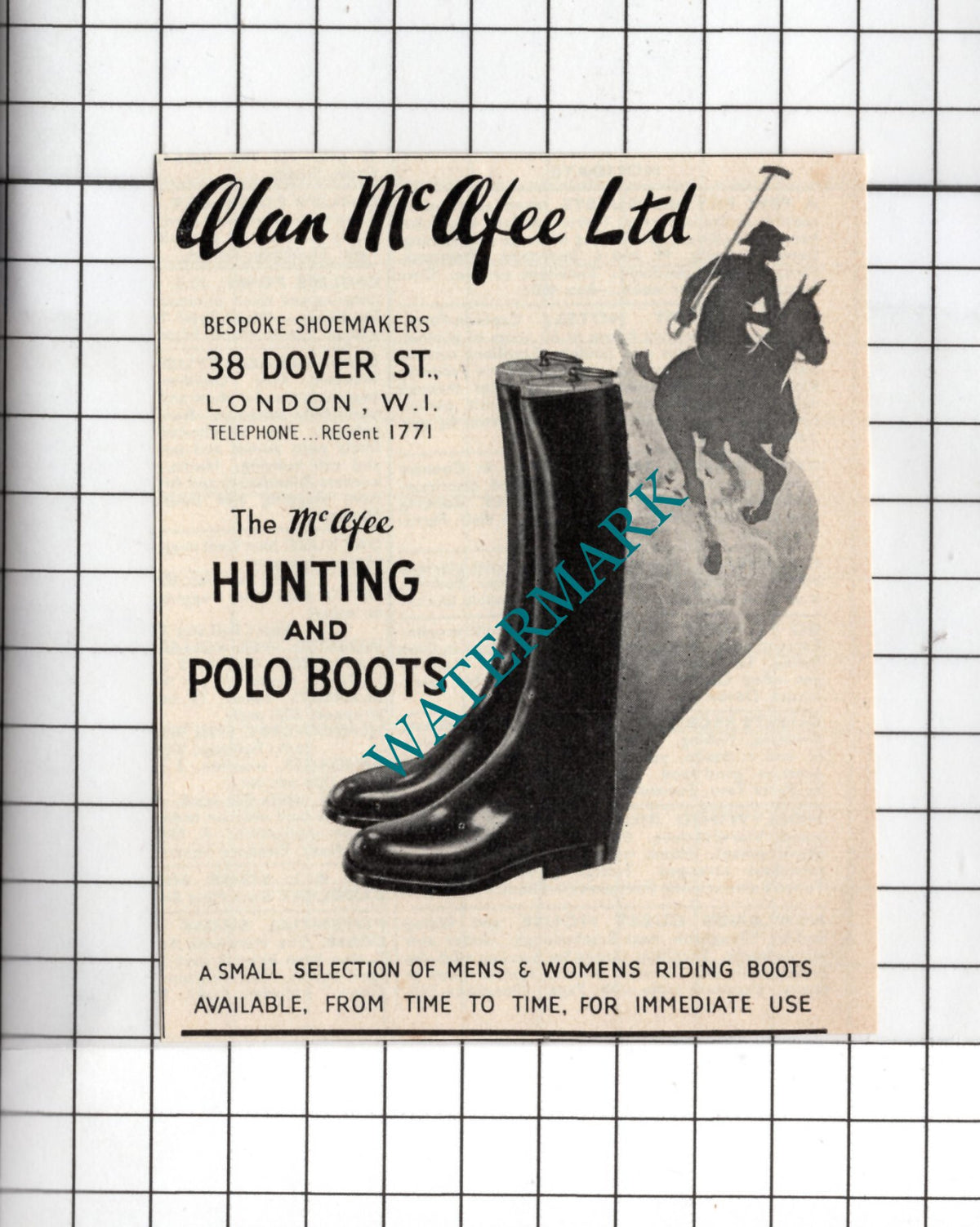 Alan McAfee Ltd Shoemakers London Small Advert - 1949 Clipping