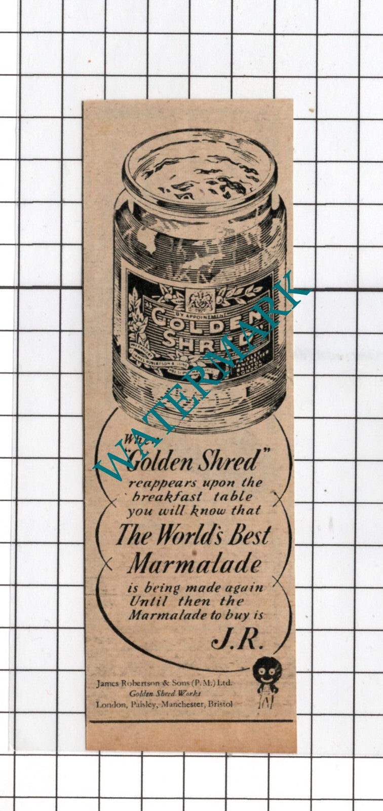 Gold Shred Marmalade ADVERT - 1947 Small Clipping