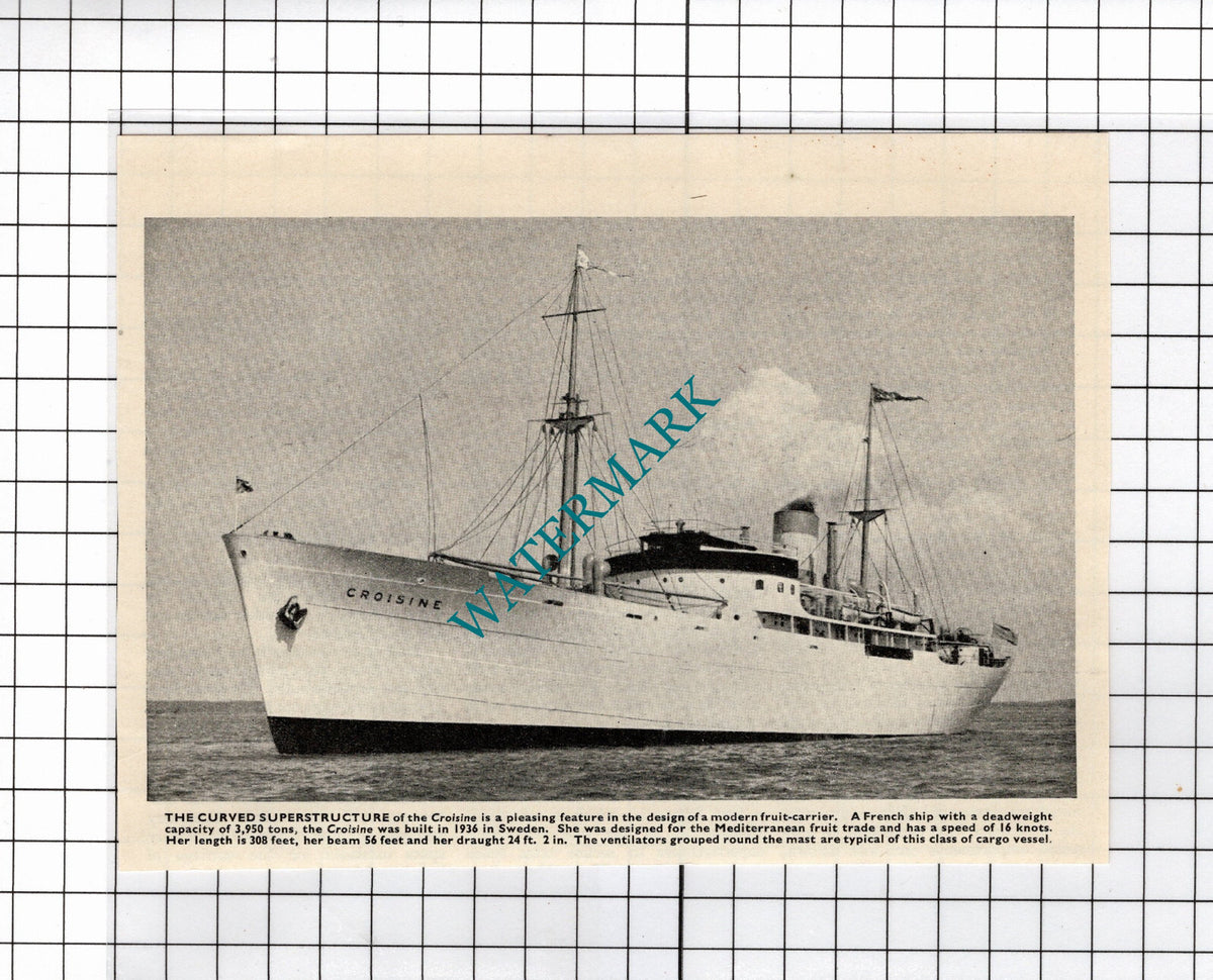 CROISINE Ship - c.1940's Small Clipping
