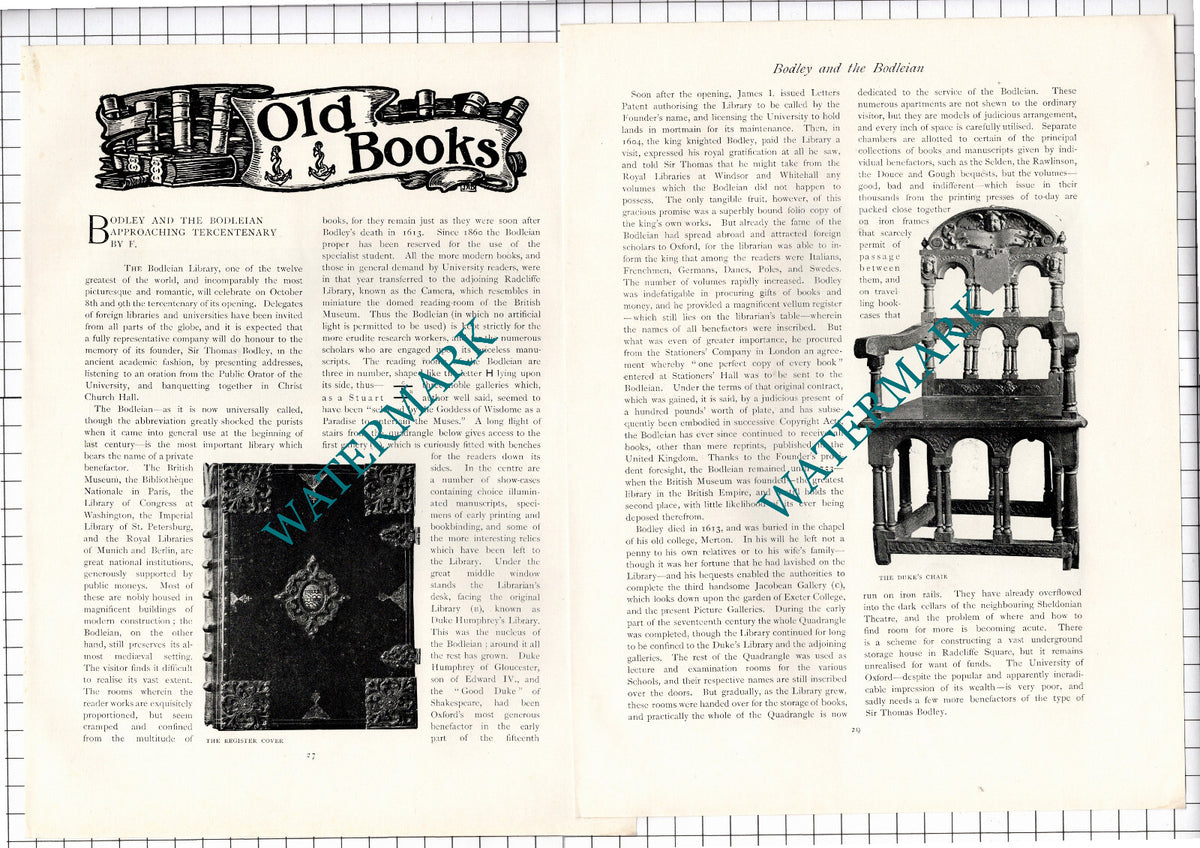 The Bodleian Library Oxford Sir Thomas Bodley - 1902 Article