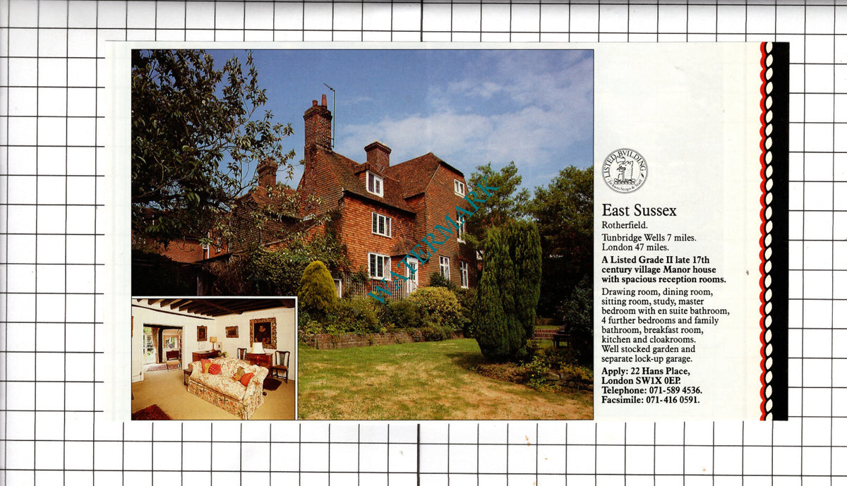 Rotherfield Sussex Manor House Sale Advert - 1994 Cutting