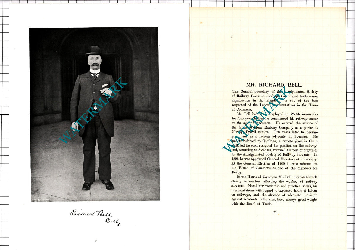 Mr Richard Bell Amalgamated Society Of Railway Servants - c.1904 Article / Print