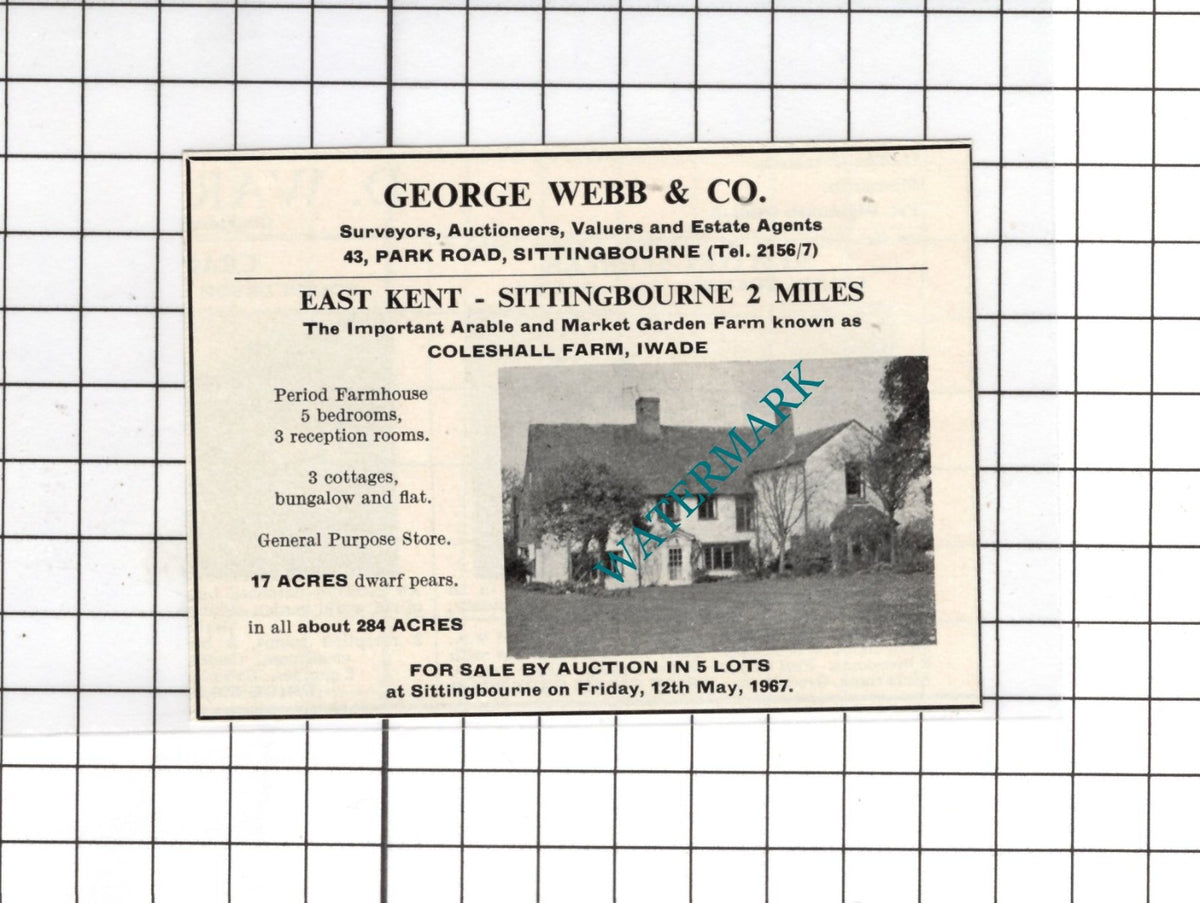 Coleshall Farm Iwade Kent - 1967 SMALL House Advert