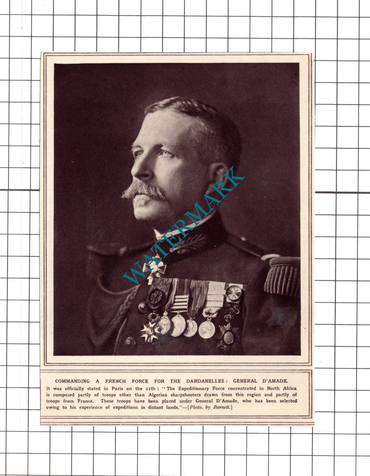 General D'Amade Great War - 1915 Clipping / Print
