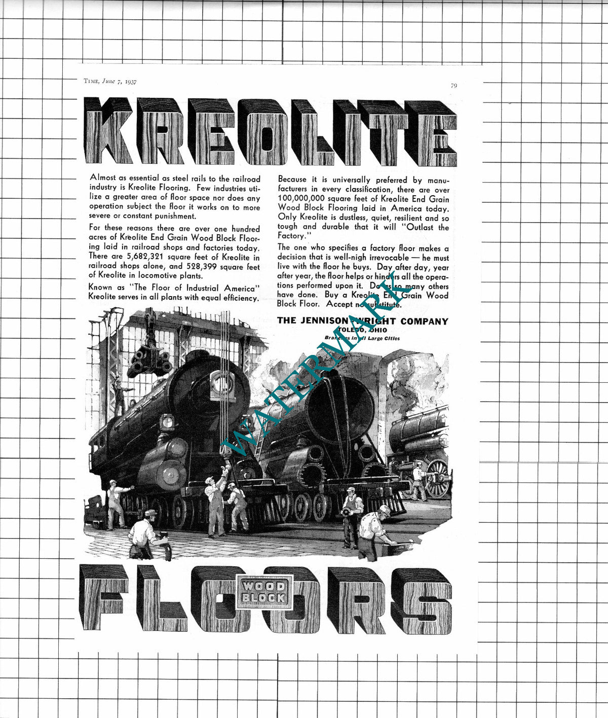 The Jennison-Wright Company Toledo Ohio USA Kreolite Advert - 1937 Clipping