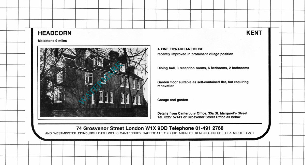 Headcorn Kent House Sale Advert - 1980 Clipping / Print